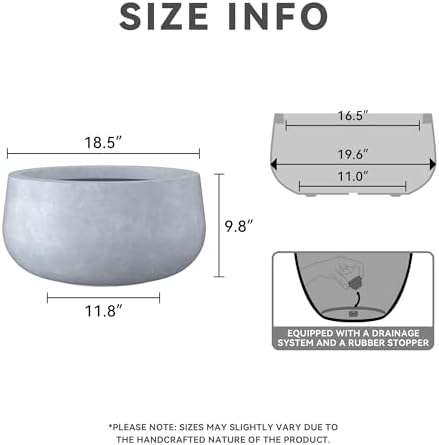 Kante Blue Gray Concrete Planter 18.5" Dia All-Weather Round Large Pot - Image 6