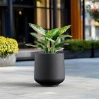 Kante Black Concrete Planter 16.5" Dia All-Weather Round Large Pot - Image 4
