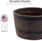 RTS Home Accents Polyethylene Whiskey Barrel Planter for Indoor or Outdoor Gardening, Woodgrain with Black Stripes (2 Pack) - Image 3
