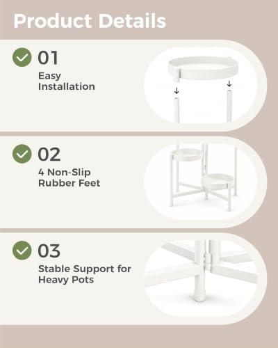 Bamworld Plant Stand Indoor Outdoor 5 Tier Corner Plant Shelf Metal Holder - Image 5