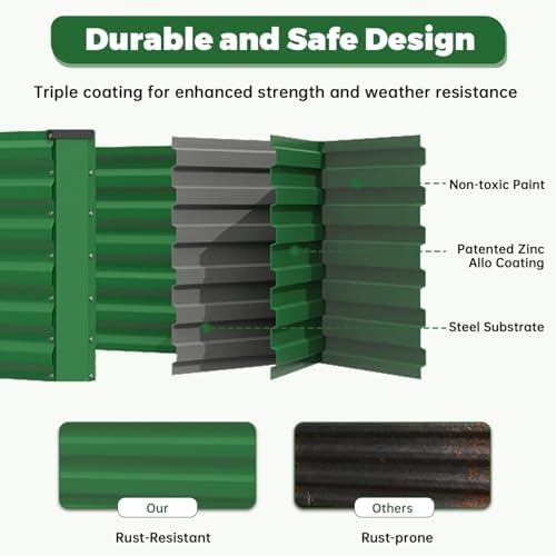 NAVINE 8x4x2ft Outdoor Metal Raised Garden Bed, Metal Planter Box, 2-Pack - Image 6
