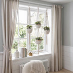 Boho Macrame Plant Hangers Set (6-Pack) - White - Image 5