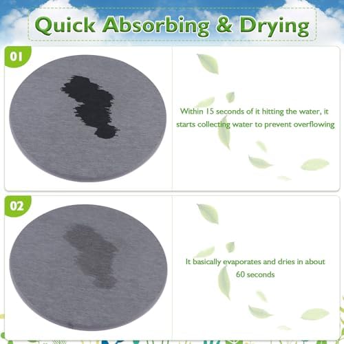 12Pcs Diatomaceous Earth Coaster 4/6/8inch Diatomite Plant Saucer Stone Plant Sourcer Instant Dry Water Absorbent Diatomite Tray Water Absorbent Plant Coasters Diatomaceous Earth Mat Absorbent Pad - Image 4