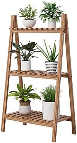 LUSTAR Bamboo Ladder Plant Stand Foldable Organizer Flower Display Shelf Rack Multifunction Ladder Shelf for Home Garden Balcony - Image 3