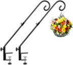 FEED GARDEN 31 Inch Heavy Duty Deck Hook for Railing 2 Pack, Non-Slip Clamp, 360 Degree Swivel, for Hanging Bird Feeders, Plants, Lanterns, Suet Baskets, Wind Chimes, Black by FEEDGARDEN