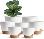 White Self Watering Pots with Drainage Planting Pot for HousePlants Plastic Flower Pots Outdoor Plant Pots Gift Idea Decorative Flower Pots Draining Pots for Indoor Plants by SESUN-E