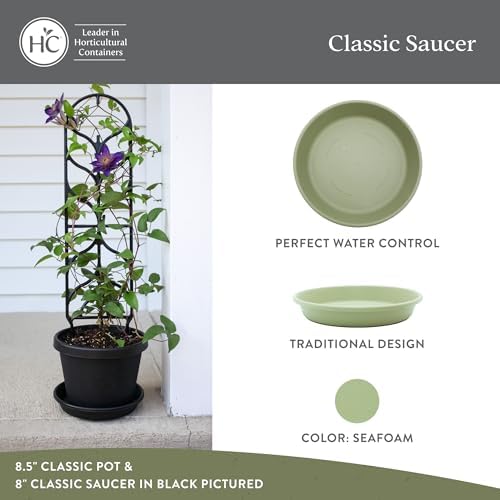 The HC Companies Flower Pot Saucers - Plastic Plant Saucer for Outdoors & Indoors - Traditional Design Plant Pot Trays for Water Drainage - Durable & Stylish Round Plant Tray (21-inch Seafoam) - Image 2