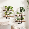 Bamworld Floating Shelves for Wall Planters Indoor Wall Decor, 2 Pack Brown by Bamworld