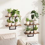 Bamworld Floating Shelves for Wall Planters Indoor Wall Decor, 2 Pack Brown by Bamworld
