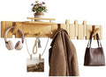 Mid Century Modern Wood Coat Rack Wall Mount with Shelf, 9 Hooks, Natural by Unknown