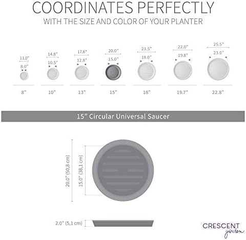 Crescent Garden Universal Round Planter Saucer, Durable Drainage Dish for Plant Pots, Heavy-Duty Plant Dishes Saucer, Indoor & Outdoor Plant Trays - Caviar Black (15.5 inch Inner, 20 inch Outer) - Image 3