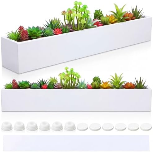 FillTouch 32 x 3.5 x 3.5 Inch 2 Pcs Long Rectangular Planter Box,White by FillTouch