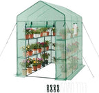 VEVOR Walk-in Greenhouse, 54" x 81.1" x 77.2" Greenhouse for Outdoors with Windows, PE Cover, 2 Tiers 14 Shelves, Roll-Up Zipper Door, Walk in Green House, Portable Plant Garden Hot House for Backyard by VEVOR