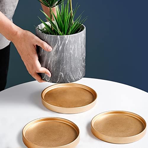 7 Inches Round Ceramic Plant Saucer Drip Tray Set of 2 for Indoor Small Flower Pots Home Garden Outdoor Flower Plant Pot,Gold Saucers - Image 6