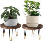 OBTAIN Plant Stand Indoor Outdoor,2 Set Mid Century Style Walnut Wood Color Plant Stand,Waterproof Design Modern Plant Table,Easily Assemble Come With Tools,Nice For Room Decor (M,L) by Welcometoobtain