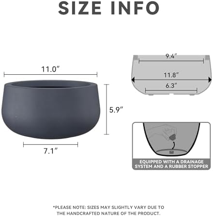 Kante Charcoal Concrete Planter 16" Dia All-Weather Round Accent Pot - Image 2