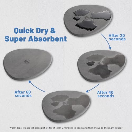 Elfcool Quick Dry Absorbent Flower Pot Saucer Dirp Tray Diatomaceous Earth Mat for Indoor Outdoor Plants (12''-Dark Grey-2pack) - Image 2