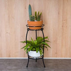 FaithLand 2 Tier Tall Black Metal Plant Stand Indoor Outdoor, 26.5" - Image 2