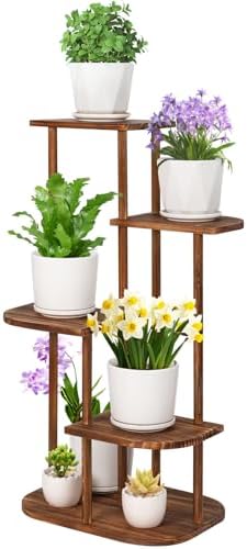 Jotsport 5 Tier Wood Plant Stand for Multiple Plants Indoor Outdoor by Jotsport