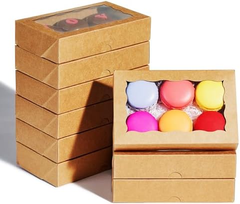 100PCS 7x4.3x1.5 Inch Plastic Clear Cookie Boxes with Window Chocolate Truffle Orec Pastry Bakery Dount Boxes Browine Soap Treat Boxes for Party Favors Wedding Christmas Valentine's by SLShePack