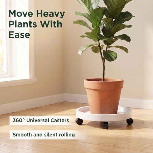 WanderingDonkey 17.52” Outdoor Plant Caddy with Wheels - Heavy Duty Rolling Planter Stand for Patio, Garden, Deck & Outdoor Living Spaces - Image 6