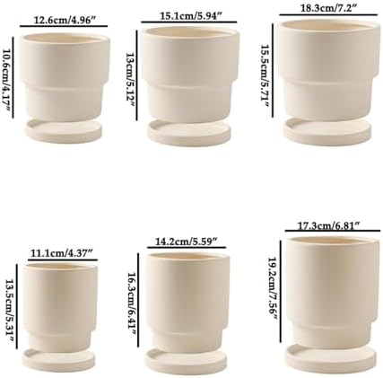 Flower pots Creative Round White Clay Plant Outdoor Indoor(15.1cm) - Image 2