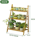 Folding Plant Stand,3 Tier Ladder Shelf for Flower Pot Display,Bamboo Plant Stand Storage Rack for Indoor & Outdoor Garden Balcony Living Room (Size : 70x40x96cm) - Image 2