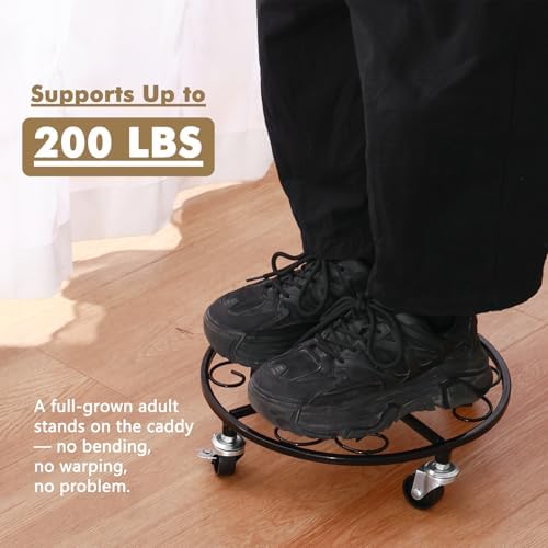 4 Pack Plant Caddy with Wheels 12 Inch Rolling Plant Stand for Large Plants Heavy Duty Plant Rollers Metal Plant Dolly Rustproof Planter Stand Wrought Iron Plant Stands Flower Cart Indoor Outdoor - Image 4