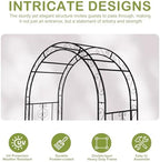 Outvita 7FT Black Metal Garden Arch Arbor with Gate - Image 4