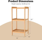 kinbor 3-Tier Bamboo Shelf Freestanding, Bathroom Standing, Natural Bamboo - Image 3