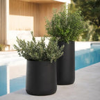KUTE NEST 14" H x 13.7" D Premium Conico Fiberstone Planter - Black - Image 2