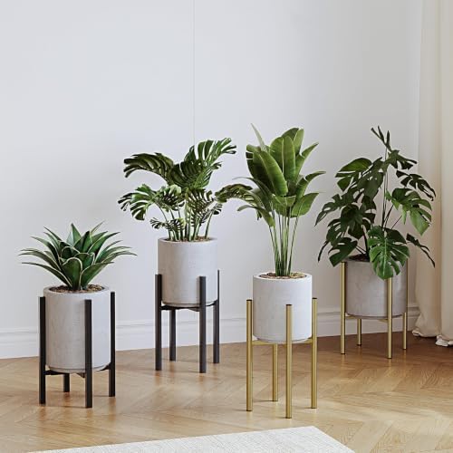 Adjustable Metal Plant Stand Indoor, Fits 8-14 Inch Pots, Mid Century Modern Gold Planter Holder,2 Heights, Heavy Duty 160 lb, Indoor Outdoor Corner Floor Pot Stand, Golden 2 Pack - Image 2