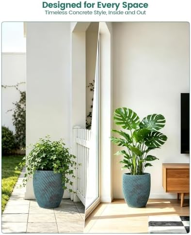 Ocean Teal Veil Large Twill Conical Round Planter 18.1" Tall - Image 5