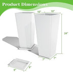 FENCY Set of 2 Tall Outdoor Planters for Climbing Plants, White - Image 3