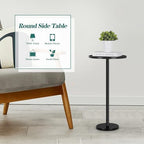 Round Side Table Small End Table Set of 2 Black Round Coffee Table Modern Nightstand Kids Bedside Table Outdoor Accent Table for Small Spaces Living Room Bedroom Patio - Image 5