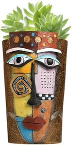 Picasso Abstract Face Flower Pot,Plant Pot with Facial Expressions,Handmade Resin Plant Pot with Drainage Holes,for Indoor and Outdoor Botanical Home décor (Brown Large) by Unknown
