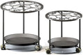 TOSKING 2-Pack Black Round Rolling Plant Caddies with Water Tray – Metal Stands with Wheels, Elegant Floral Pattern, for Indoor Planters (14" & 12") by TOSKINGESSENCE