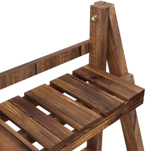 Topeakmart Wooden Plant Stand, 3 Tier Foldable Ladder Plant Stand in Brown - Image 7