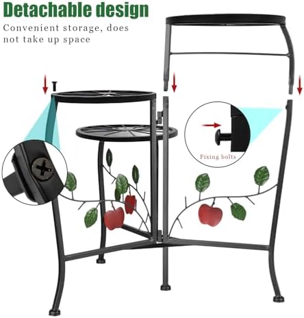 N.B.Y. 3 Tier Metal Plant Stand Indoor Outdoor Fold Waterproof Flower Plant Fit For Garden Balcony Patio Living Room Balcony Office Yard - Image 5