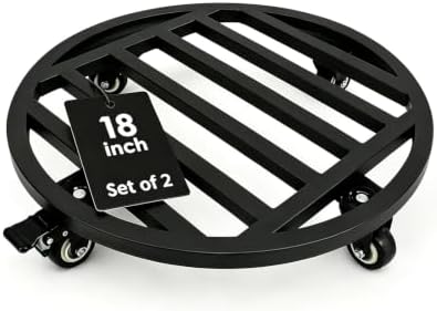 18" Plant Caddy with Locking Wheels, 500lbs Iron Rolling Plant Stand 2-Pack by ZROECWT