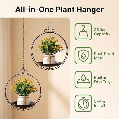 Hanging Planter for Indoor Outdoor Plant, Plant Hanger, Hanging Plant Tray - Image 7