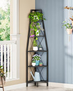 CHOEZON 5-Tier Corner Shelf, Corner Bookshelf, Ladder Shelf, Floor Standing Storage Rack, Open Display Stand, Plant Stand, for Living Room, Bedroom, Study, Bathroom, Black TCJ22BB - Image 7