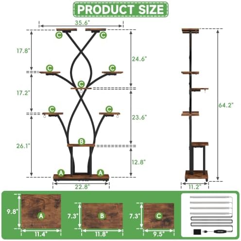 Plant Stand Indoor with Grow Lights - 9 Tiered Corner Plant Shelves Tall - Image 6