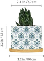 Blue Floral Ceramic Planters Mughal Flower Planters for Outdoor Plants with Drainage Holes and Saucers Pot for Outdoor Garden Home Plant - Image 2