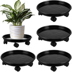 4 Packs Plant Caddy with Wheels 11.8" Plastic Rolling Plant Stands Heavy-Duty Plant Dolly with Casters Indoor Outdoor Wheeled Plant Roller Base Large Planter Saucers Plant Mover, Black by Planterhoma