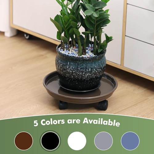 12 Packs Plant Caddy with Wheels 11.8" Plastic Rolling Plant Dolly Coasters Heavy-Duty Wheeled Planter Mover Rollers Indoor Outdoor Wheeled Flower Pot Base Suacers with Casters, Brown - Image 5
