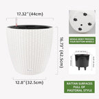 Dexceder 18x17 Self Watering Planter with Wheels (Ivory White Rattan) - Image 3