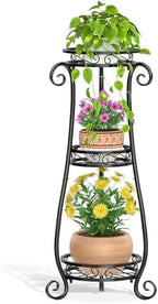LASZOLA 3 Tiers Metal Corner Plant Flower Stand Tall Indoor Outdoor, Black by LASZOLA