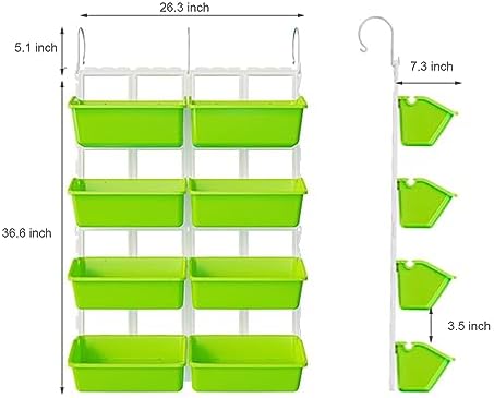 8 Pockets Vertical Garden, 4-Tier Wall Planter, Hanging Planter Stand, Wall Mounted Flower Beds for Vegetables, Floral (Light Green) - Image 2