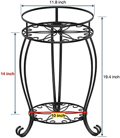 FaithLand 2 Tier Black Metal Plant Stand Indoor Outdoor, 19.4" - Image 6